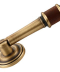 Vintage Door Handle For Cabinets And Drawers, Glossy Top Notch Pull Bar Knob Hardware For Garden Shed, Wooden Fence, Closet And Furniture Decor, Easy Install, Timeless Retro Style, made of brass and walnut, 2.95 inch