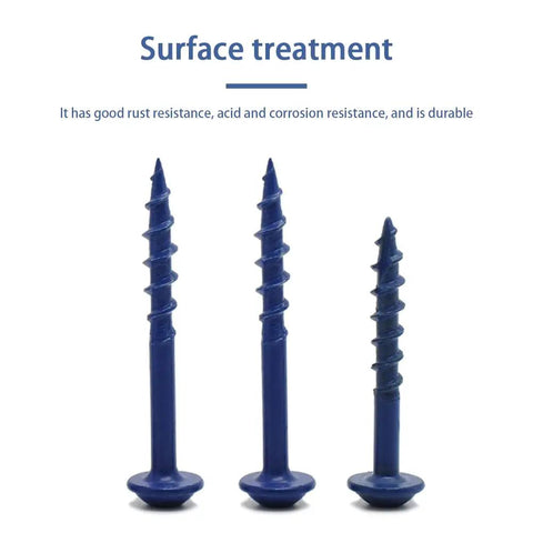 Pocket Hole Screws One And One Half Inch Number Eight Square Drive Washer Head Wood Screws Zinc Coated Carbon Steel Self Tapping With Coarse Thread For Indoor And Outdoor Use White 200 Pieces displayed in different lengths.