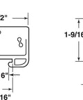 Dead Simple Yellow Drawer Slide Guides For Rolled Edge Metal Tracks dimensions diagram, showcasing sizes in inches for precise alignment.