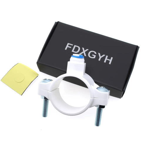 Drain Saddle Valve Quarter Inch Quick Connect Hose Pipe Adapter for Reverse Osmosis System White, DIY Friendly Clamp On Drain Line