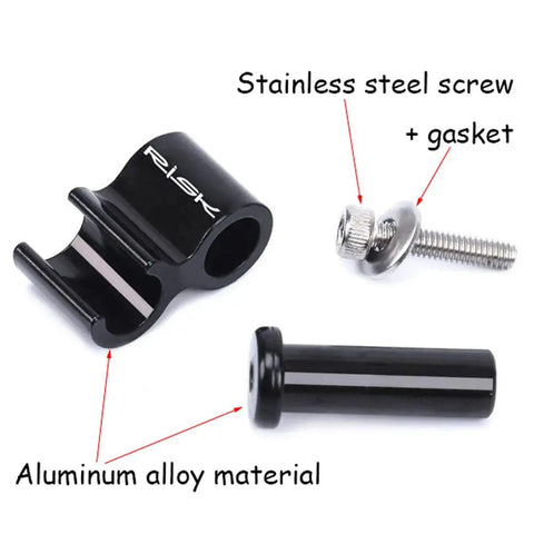 4 Piece Bicycle Brake Cable Guides Aluminum And Stainless Steel Black Durable Set For Cable Housing And Hydraulic Brake Housing 5.6mm Diameter Fits Most Housings, components shown separately.