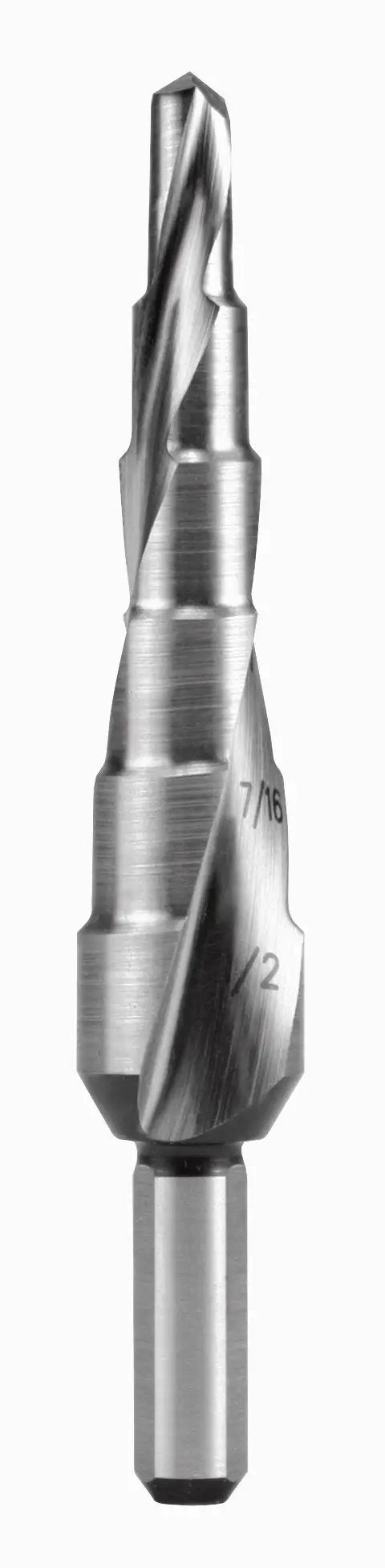 Step Drill Kit with HSS Bits for metalworking centering, spot drilling, deburring, bore; size 7/16" to 1/2" visible.