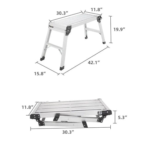 Aluminum Step Ladder Work Platform Drywall Bench Folding Heavy Duty Extra Large Portable No Assembly Needed Lightweight