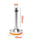 Heavy Duty Leveling Screw Legs With Adjustable Equipment Feet Built Tough As Nails Anti Skid Rubber Pads 1000 Lb Capacity Six Piece Set For Furniture And Machinery Stands, 200mm height and 100mm base.