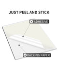 Diagram showing self-adhesive vinyl siding patch kit with peel and stick backing paper for PVC fence repair.