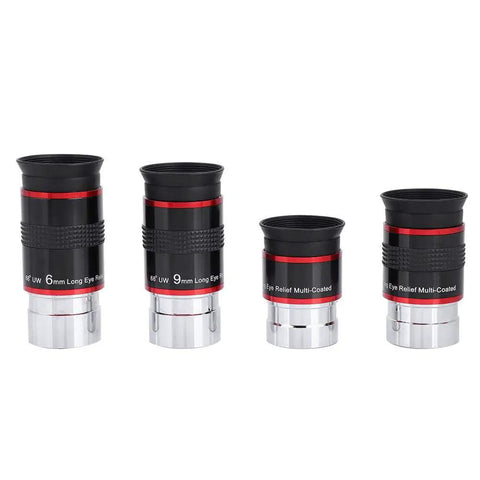 Ultra Wide Angle Long Eye Relief Eyepiece Kit For Telescopes 1.25 Inch 68 Degree Field Of View Four Piece Set 6mm 9mm 15mm 20mm