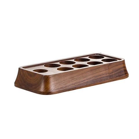 Keep Your Daily Coffee Run Fresh With This Top Tier Airtight Single Dose Bean Cellar Crafted From Genuine Walnut Wood And Clear Glass Tubes Designed To Be Hella Dope On Any Modern Counter While Blocking Out That Stale Funky Taste. Wooden coffee bean holder features ten slots for single doses.