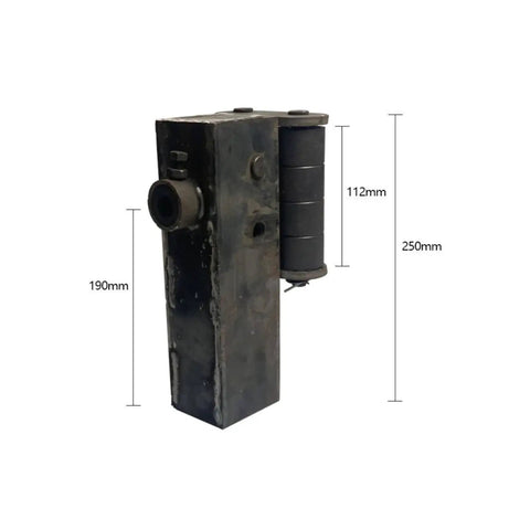 Feed Inlet Assembly For Steel Bar Straightening Machine Heavy Duty Beefy Metal Component With Legs And Guide Eyelet Black Industrial Repair Part For High Volume Material Feeding And Alignment, 250mm
