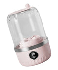 Slick Portable Laundry Wash Cup For Travel And Business Trips Compact Clothes Cleaner with digital display and pink design.