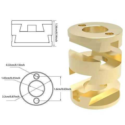 Smooth 16mm Oldham Coupler Brass Fit For VzBoT BLV And Ender3 3D Printer Spares Reduce Vibration Boost Z Axis Accuracy Easy Install