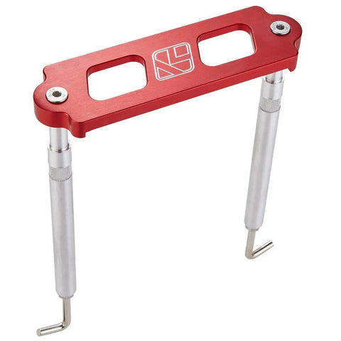 Red anodized Aluminum Battery Tie Down Kit With J Hook for Civic Integra, Aircraft Grade T6061, top view