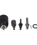 Heavy Duty Keyless Drill Chuck Set 2 To 13mm With SDS Plus Hex Shank Adapters For Hammer Drills And Wrench Conversion 5 In 1 Metal Working Tool Holding System, black metal set