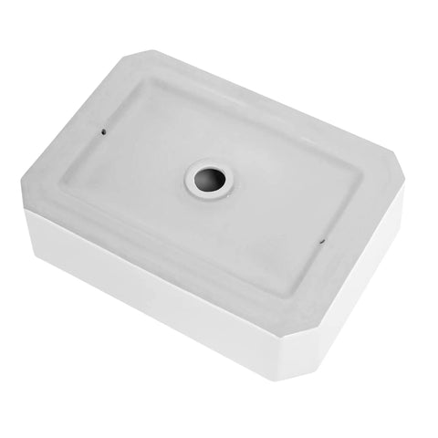 Rectangle Bathroom Vessel Sink 19 By 14 Inches Porcelain Ceramic White Above Counter Vanity Sink, top angled view