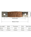 Heavy Duty Flexible Copper Braided Bus Bar For Diy LifePo4 Battery Packs, 96mm length, 6mm hole diameter, low resistance.