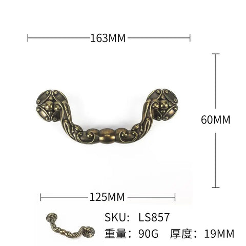Antique Brass Zinc Alloy Drawer Handle For Cabinets And Doors, Old School Vintage Vibe Cabinet Pull with dimensions 163mm x 60mm