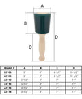 18-Ounce Mallet With Quiet Urethane Head Delivers Max Blow While Keeping Noise Down Built Beefy And Unbreakable Smooth Turned Wood Handle For Woodworking Carpentry Framing And Tool Assembly dimensions chart