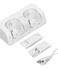 Dual Controller Charging Dock With ABS Material Portable Battery Charger For Remote Controllers White Finish components and cord