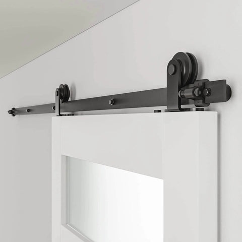 6 Point 6 Foot Sliding Barn Door Hardware Kit Beefed Up With Track And Rails Door Handle Floor Guide Splice Rails Rollers And Stops For A Heavy Duty Single Door Easy Install