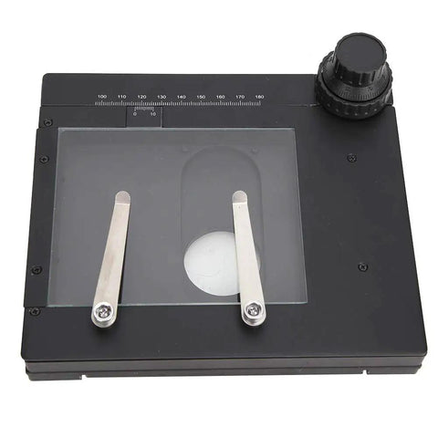 Manual XY Gliding Table Stage For Microscopes Pro Grade Aluminum Alloy Measuring Stand With Removable Platform Smooth Cross Travel Durable Easy Setup Precise Positioning For Lab And Desktop Microscope Work, top view