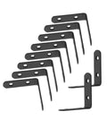 Heavy Duty L Shaped Stainless Steel Corner Brackets 12 Pack, sturdy black brackets with holes for secure mounting.