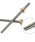 T10 Stainless Steel Lead Screw With Nylon Nut For CNC And 3D Printer Rigs Built Tough Smooth As Butter showing detailed trapezoidal thread design.