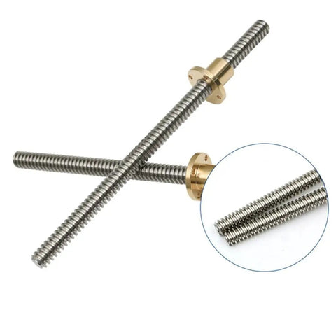T10 Stainless Steel Lead Screw With Nylon Nut For CNC And 3D Printer Rigs Built Tough Smooth As Butter showing detailed trapezoidal thread design.