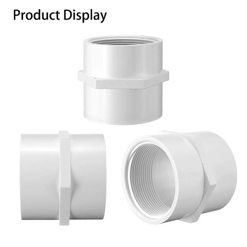 1 Inch PVC Female Thread Adapter Slip Socket To FPT Thread Fitting White Plumbing Connector, Schedule 40, Multiple Angles
