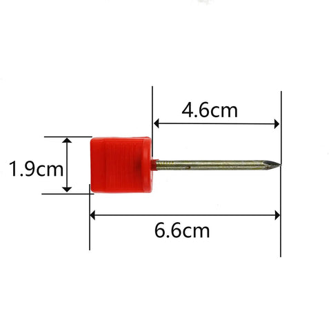 40 Pack Archery Target Pins For Holding Target Faces On EVA Foam And Paper Targets, showing measurements of 6.6cm pin
