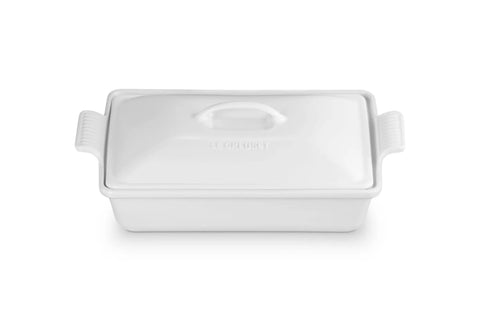 Premium Stoneware Covered Rectangular Casserole 4 Quart 12 By 9 Inch White Bakeware For Even Heating And Heat Retention Scratch Resistant Nonporous Glaze Prevents Stains And Flavor Transfer Ideal For Bake Serve And Leftovers.