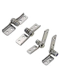 Stainless steel damping hinge kit with adjustable torque stop; left-right mounting brackets set