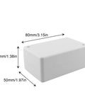 4 Pack Premium White Electrical Junction Box Enclosures Built Different With Legit Weatherproof Abs Plastic 80x50x35mm size shown.