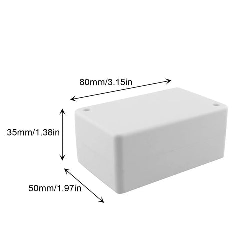 4 Pack Premium White Electrical Junction Box Enclosures Built Different With Legit Weatherproof Abs Plastic 80x50x35mm size shown.