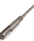 Side view of Amazon SDS Plus hammer drill bit, 3/16 in x 6 in, silver steel, 5-piece set
