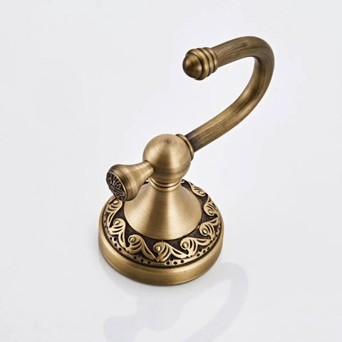 Robust Antique Brass Wall Mounted Coat Hook Single Rustic Hat Rack Fits Kitchen Entryway Or Bathroom Elegant Purse Hanger Rock Solid For Tight Spaces Daily, detailed view.