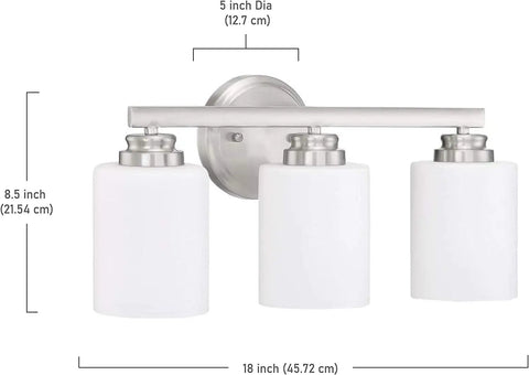 Bolden 3 Light Vanity In Brushed Polished Nickel With White Frosted Glass Shades For Damp Locations Modern Bathroom Light Fixture