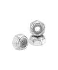 Nylon Locking Hex Nuts 4 40 Pack Of 50 In 304 Stainless Steel With Silver Finish For Automotive Aerospace And Industrial Applications Heavy Duty Hardware Fasteners, image of three nuts.