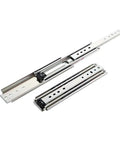 Heavy Duty Full Extension Side Mounted Ball Bearing Drawer Slides With Quick Release Latch, 56 inches long, silver finish.