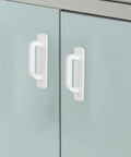 White two pack adhesive cabinet handles stick on no drill pulls on light blue cabinet doors