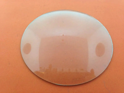 Replacement Round Convex Clock Glass Nine And A Half Inch 241 Mm for DIY Clock Assembly Kit, shown on orange background