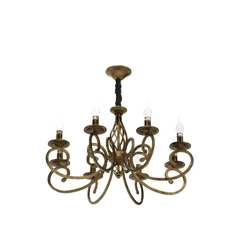 Rustic 8 Light Candle Chandelier In Vintage Iron With French Country Charm Farmhouse Pendant Light For Kitchen Island Dining Room And Bedroom Fully Dimmable Adjustable 35.4 Inch Chain Black Chain Cover Included
