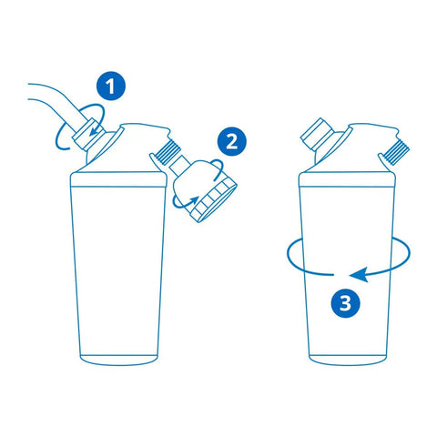 Diagram of shower water filter replacement cartridge for AQ-4125 installation steps