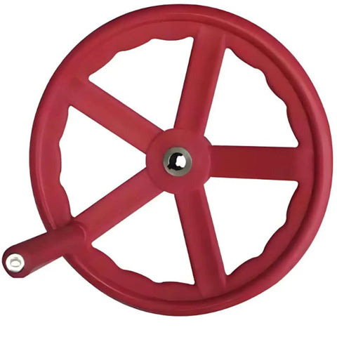 Red M12 Threaded Lathe Hand Wheel with revolving crank handle and nuts for housing construction, furniture repair, lathes, fixtures