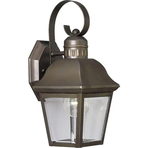 One Light Clear Beveled Glass Farmhouse Outdoor Wall Lantern In Antique Bronze For Porch Patio And Garden Exterior Lighting