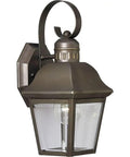 One Light Clear Beveled Glass Farmhouse Outdoor Wall Lantern In Antique Bronze for Porch Patio and Garden Exterior Lighting