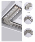 Rock Solid Heavy Duty Double Rail Sliding Barn Door Hardware Kit with aluminum ceiling track and corner connectors.