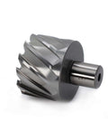 Annular cutter, side view, 2-inch diameter, 1-inch depth of cut, Weldon shank for magnetic drill press.