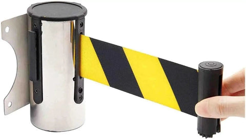 Straightforward Wall Mount Safety Barrier With Smooth Retractable Queue Rope Tough Crowd Control Bar For Bank Airport Event Space Saver That Keeps Lines Rolling Without Hogging Floor Space