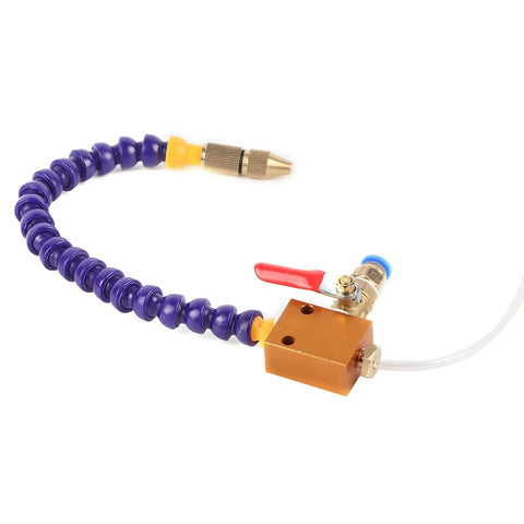 Real Deal Mist Coolant Spray System For CNC And Engraving Rigs Delivering 80 Percent Cooling Efficiency With Adjustable Settings and durable plastic hose.