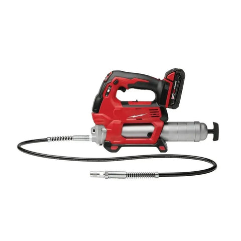 Pro Grade Cordless Grease Gun Workhorse 18 Volt Drives Two Speed Precision Lever and Racks Up Insane 10000 Psi Output with flex hose.