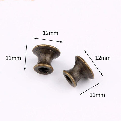 Pair of 10 Pcs Vintage Bronze Drawer Pull Handles Zinc Alloy Mini Metal Knobs for Cabinets and Jewelry Boxes, dimensions shown.